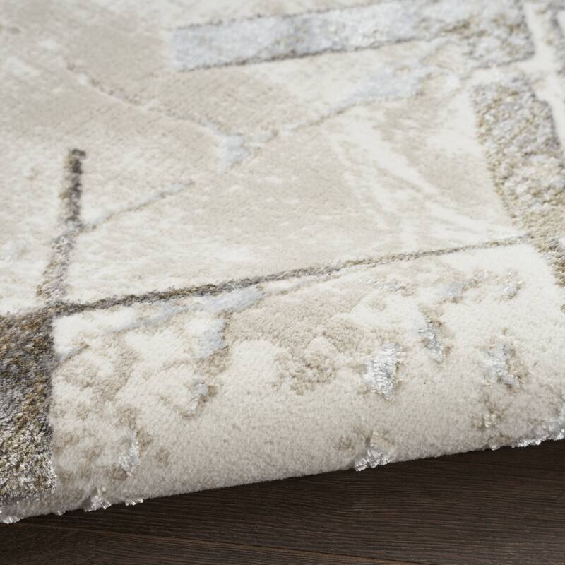 Power Loomed Geometric Abstract Modern Non Skid Stain Resistant Area Rug - 90' X '27' X '0.39