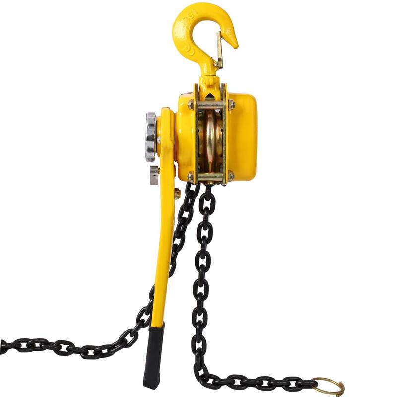 Chain hoist 3/4 Ton Yellow 10 ft. Steel Lever Chain Hoist Log Hook with Heavy Duty Hooks Lift