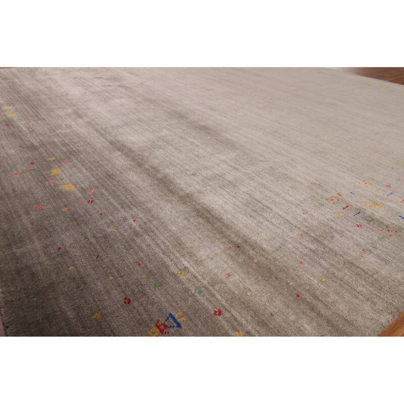 Earth Tone Gabbeh Indian Square Area Rug Silk Carpet - 8'2" X 8'5"