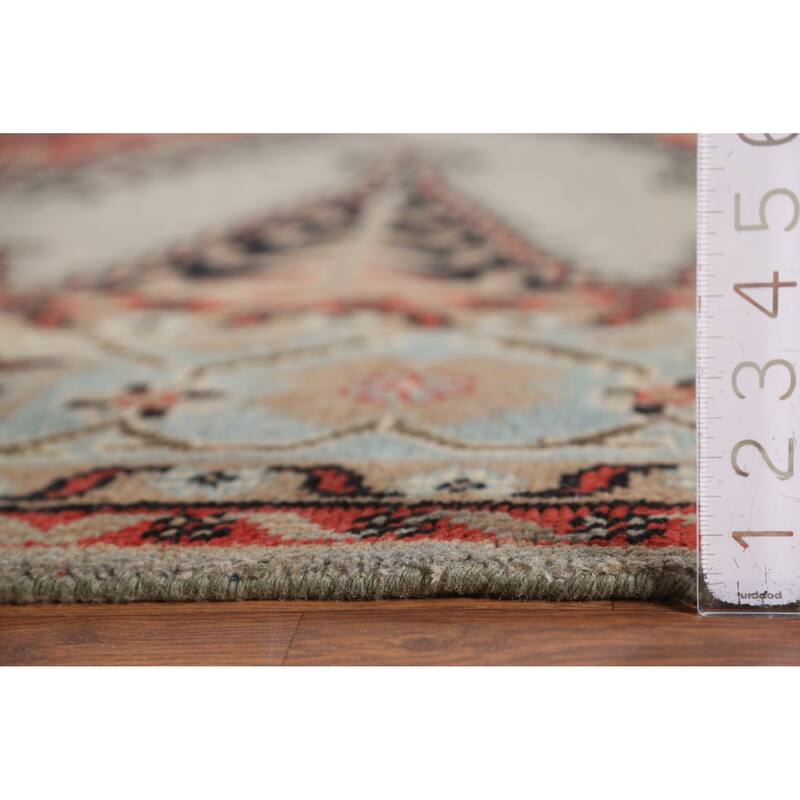Hand Knotted Oriental 100% Wool Carpet Traditional Geometric Greys & Charcoal Viss Area Rug - 11' 10'' X 8' 10''