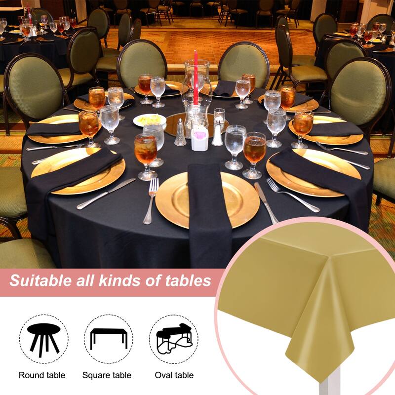 Disposable Table Cloth, 108 Inch x 54 Inch Table Runner, Gold Tone Pack of 28 - Gold Tone