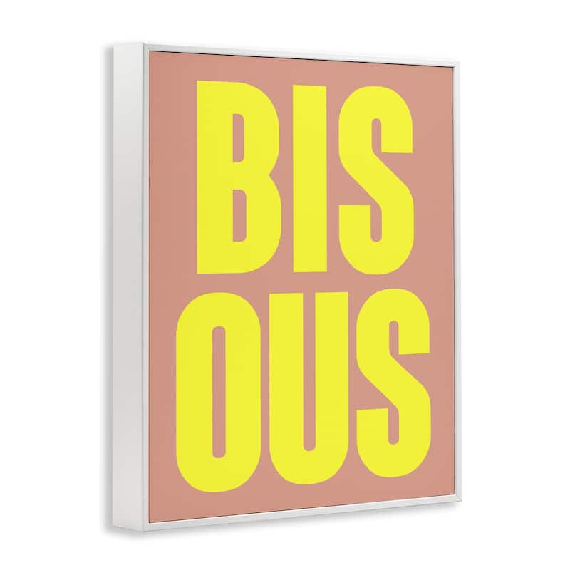 Stupell Bisous Kiss Typography Framed Giclee Art Design By House of Lulu