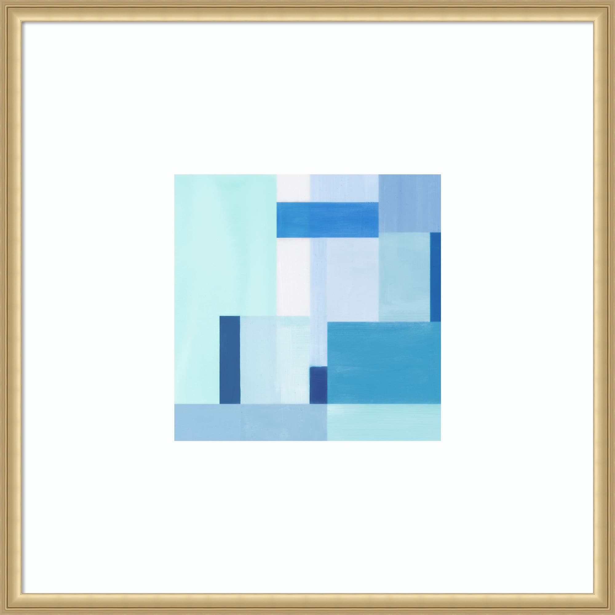 Blue Geometric Harmony II by Hannah Dawson Wood Framed Wall Art Print