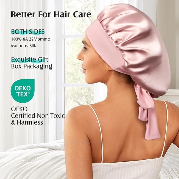 22 Momme Mulberry Silk Bonnet for Sleeping Women Larger  display picture 3