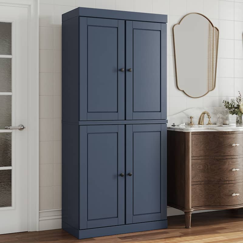 Palace Imports 100% Solid Wood Bathroom Storage Cabinet, Raised Panel Doors, 2 Drawers, Adjustable Shelves, 32" Wide, 71.5" Tall