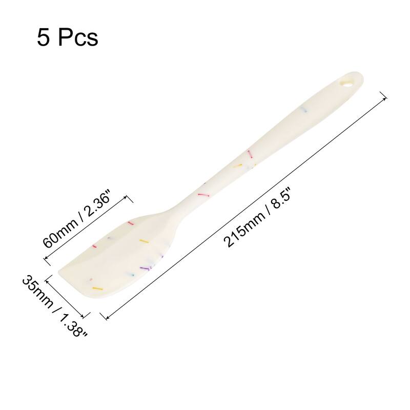 Silicone Spatula Spoon, 8.5” Heat-resistant Scraper for Mixing - White - 5 Pcs