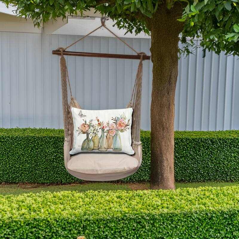 Magnolia Casual Swing Set 4 piece - Latte Solid w/ Flowers in Glass Bottles