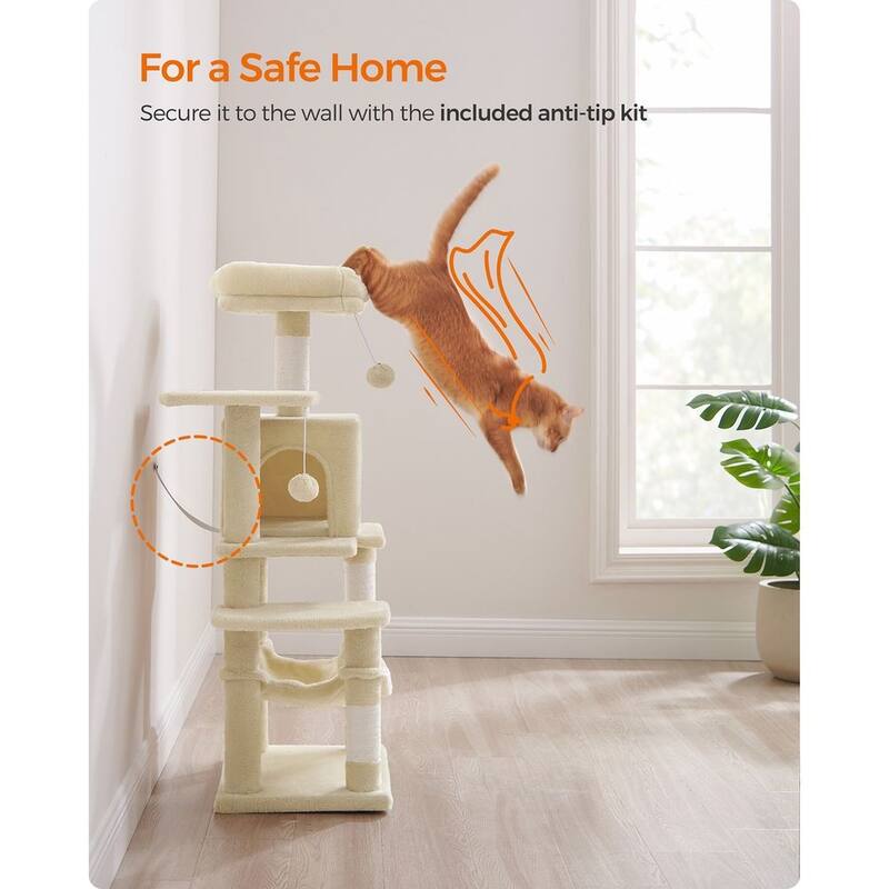 Plush Multi-Level Cat Tree with Sisal-Covered Scratching Posts and Cozy Hideouts for Indoor Cats