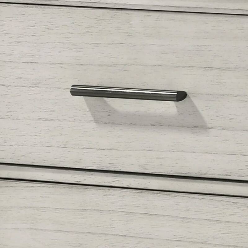 Jeni Nightstand, 2 Drawers, Chrome Handles, Rustic White Mist