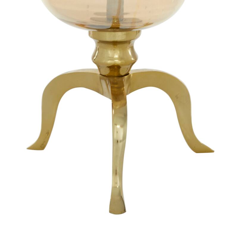 Gold Aluminum Metal Single Candle Hurricane Lamp - 9 x 8 x 19
