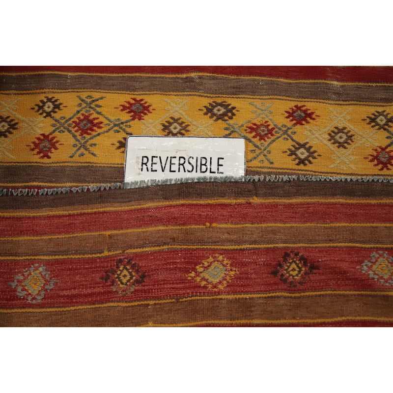 Hand Woven Oriental 100% Wool Carpet Southwestern Tribal Multi-Colored Kilim Area Rug - 10' 3'' X 5' 0''