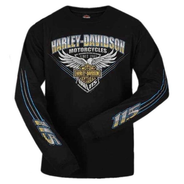 Harley-Davidson Mens Eagle Piston Long Sleeve Crew Shirt Black 30299947
