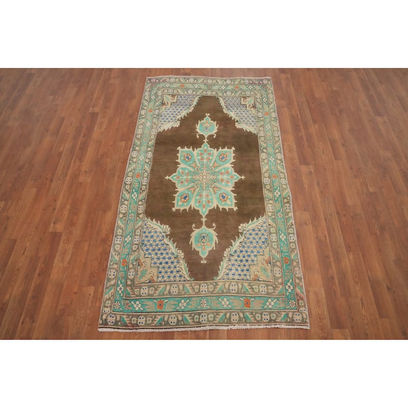 Hand Knotted Oriental 100% Wool Carpet Traditional Medallion Brown Tabriz Area Rug - 6' 2'' X 3' 4''