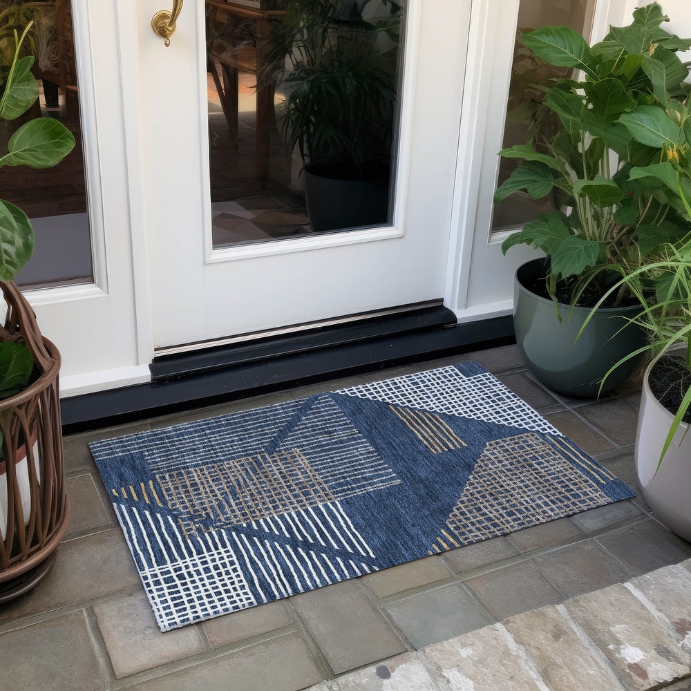 Machine Washable Indoor/ Outdoor Casual Contemporary Chantille Rug