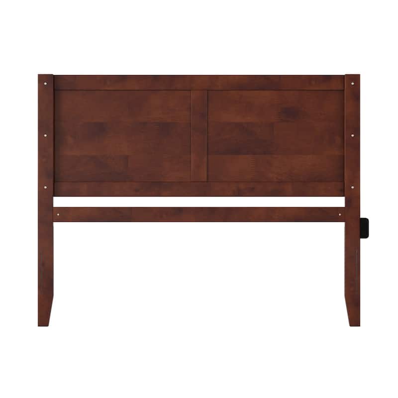Wood Headboard Walnut Chevron Design USB Charger Bed Frame Modern Bedroom Decor