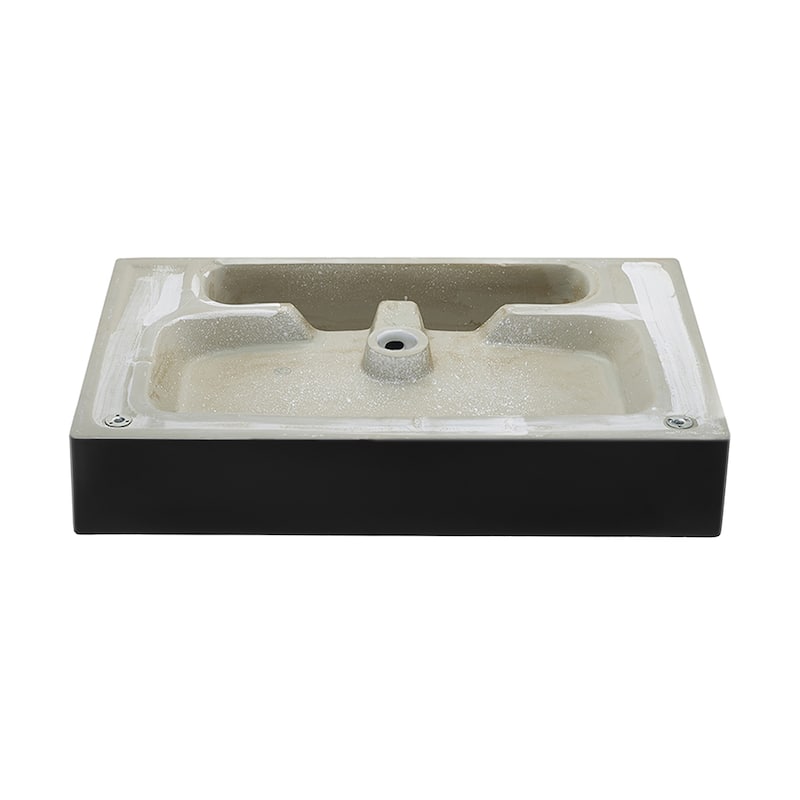 Reims 24" Rectangle Wall-Mount Bathroom Sink In Matte Black - 23.65" x 16.75" 5.65"