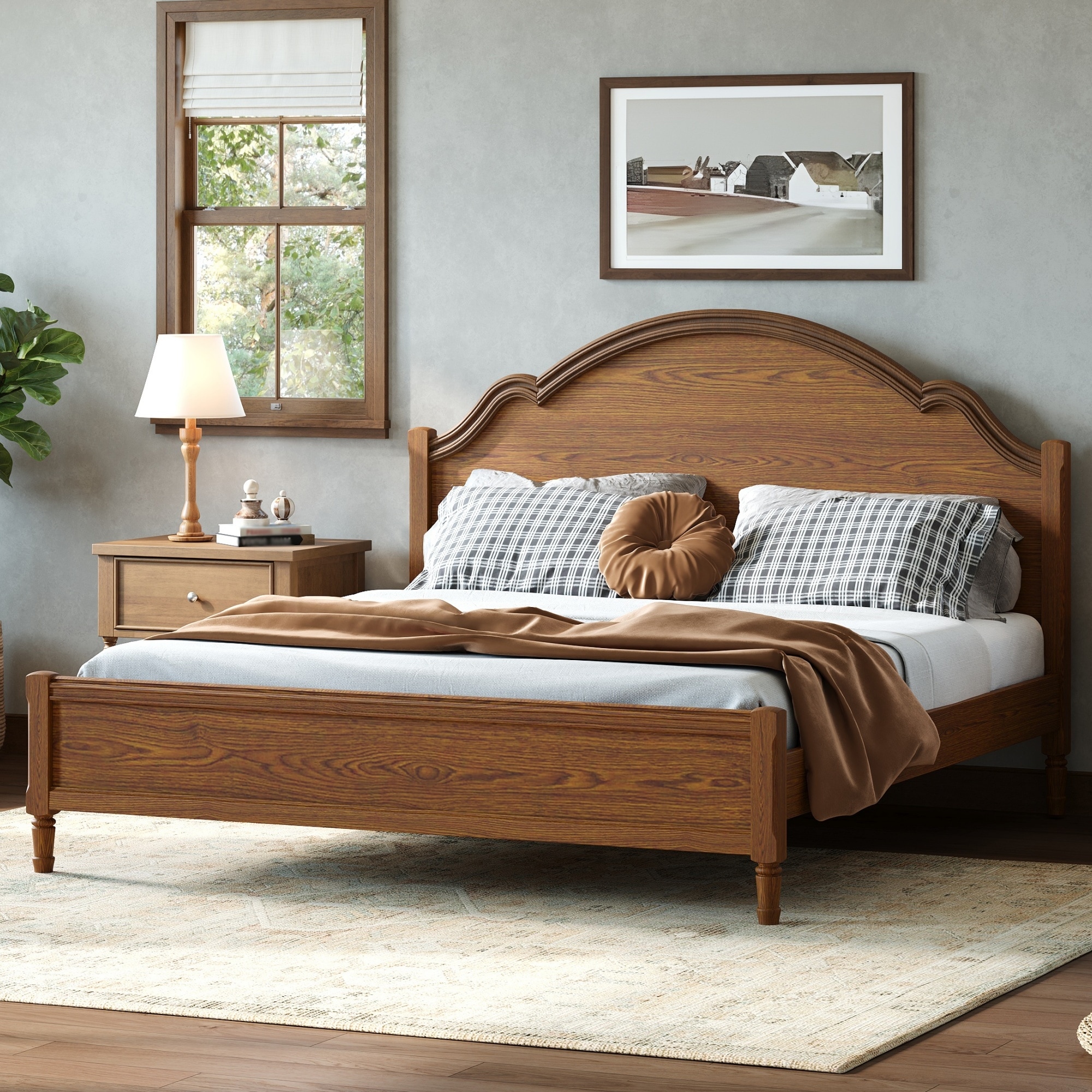 Christopher Knight Home - Haven Platform Bed Solid Wood with Arch Headboard and Footboard