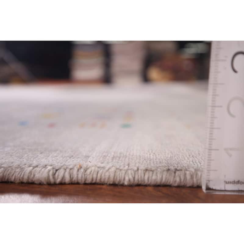 Tribal Gabbeh Indian Square Area Rug Hand-Knotted Wool Carpet - 7'5"x 7'9"