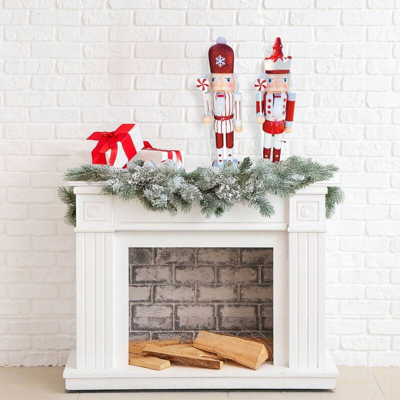 15 inch Red Peppermint Nutcracker, Set of 2