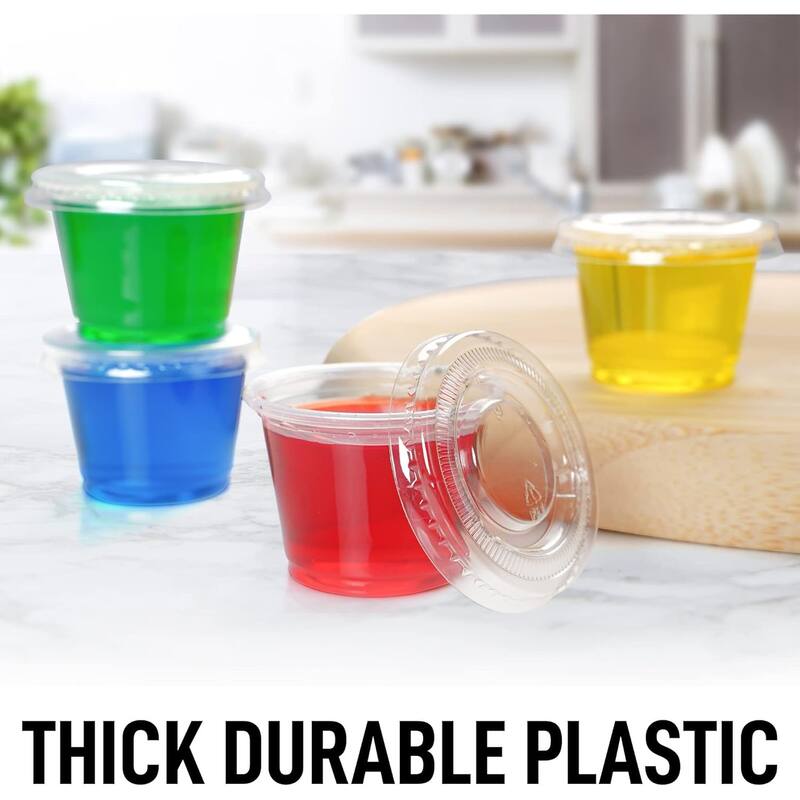 Zulay Kitchen Plastic Portion Cup Condiment Container with Lids by Simple Craft