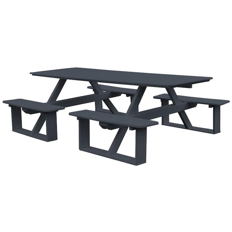 Poly Lumber 8' Walk-In Table - Dark Gray