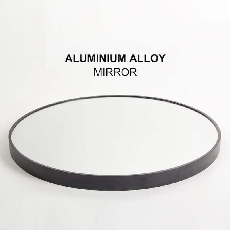 36 Inch Brushed Aluminum Frame Black Round Wall Mirror