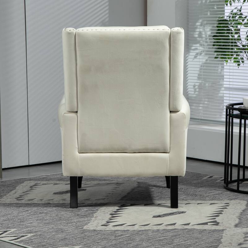 Tufted High Back Chair Living Room Wood Frame Armchair
