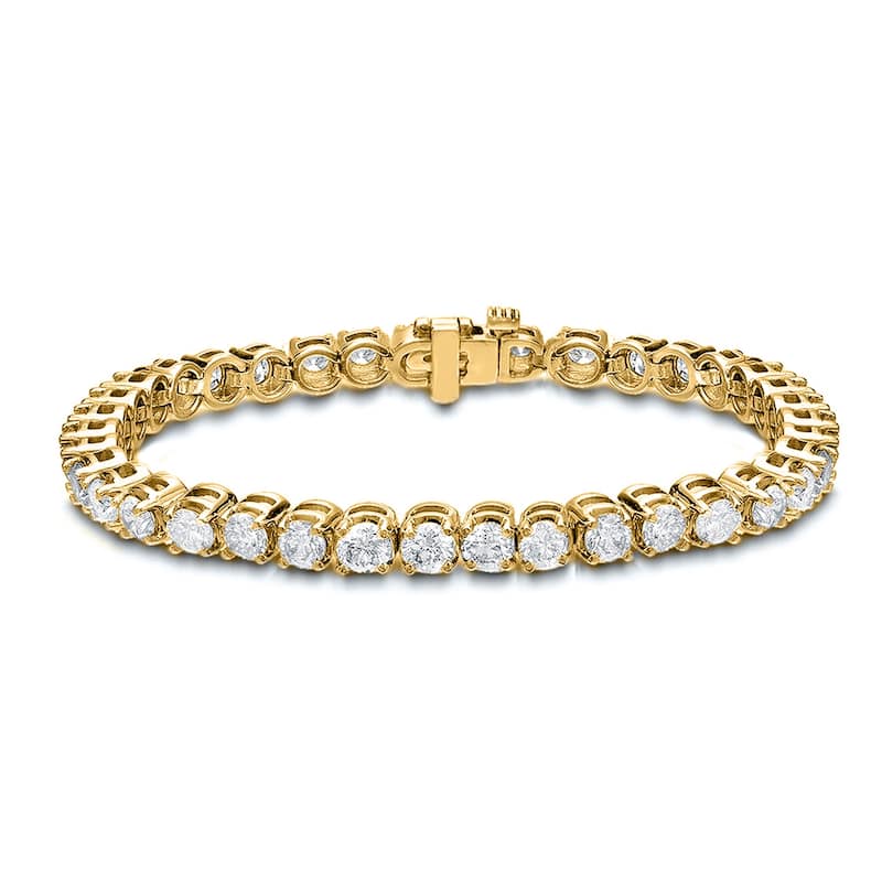 Auriya 14K Gold Lab Grown Round Diamond Tennis Bracelet 2.00 to 20.00 ct. tw. (E-F VS) - Yellow - 8.00 ct. tw.