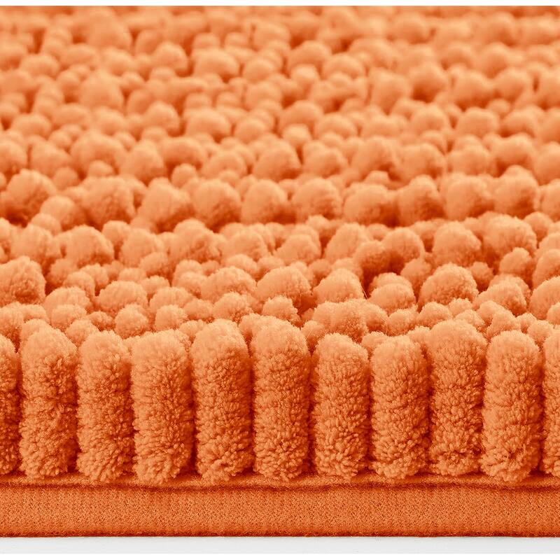 27"x47" - Orange Soft Cozy Plush Chenille Bath Mat Bathroom Rug