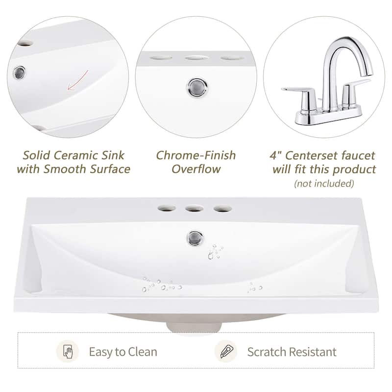 MDF Freestanding Bathroom Vanity Set with Drawer,Doors and Integrated Ceramic Sink