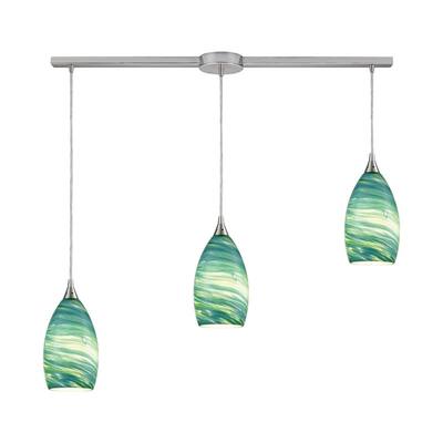 Aylesbury Acres - Three Light Linear Mini Pendant Satin Nickel Finish