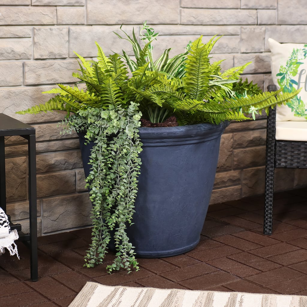 Sunnydaze Anjelica Outdoor Flower Pot Planter - Slate Finish - 24-Inch