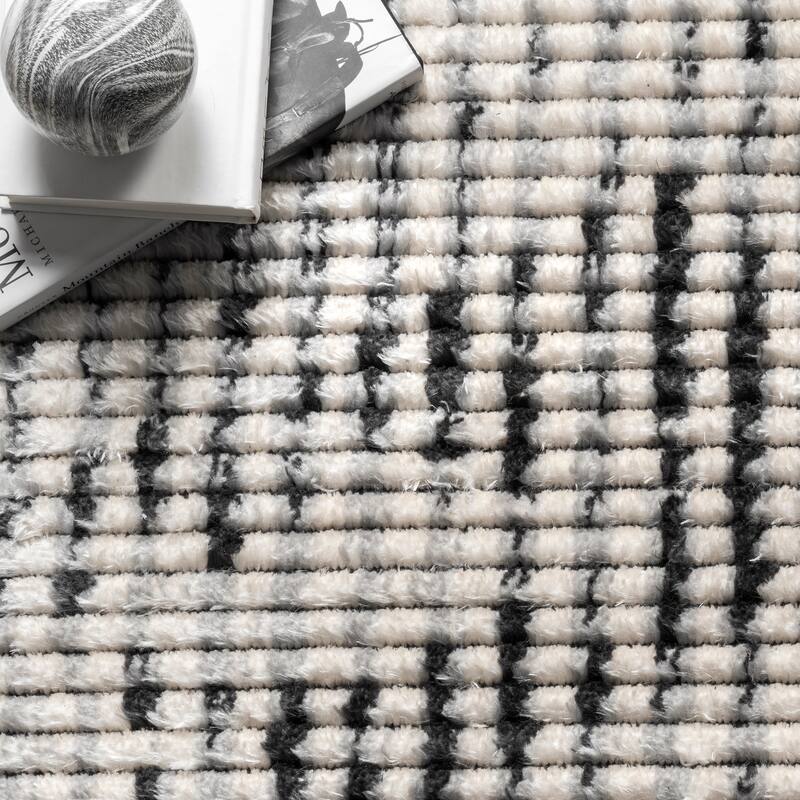 Nuloom Mandi Soft Shag Abstract Fringe Area Rug