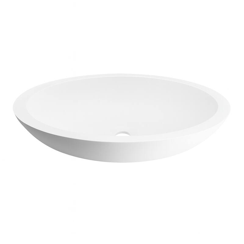 24 inch Auren Matte White Solid Surface Oval Vessel Sink