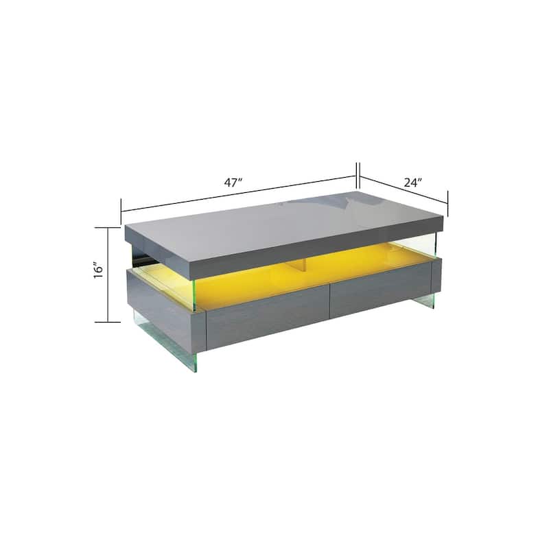 Modern Contemporary Coffee Table Made with Wood And Glossy Finish
