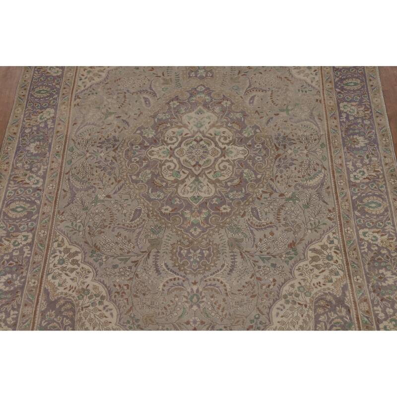 Traditional Tabriz Persian Vintage Area Rug Handmade Wool Carpet - 7'10" x 10'7"