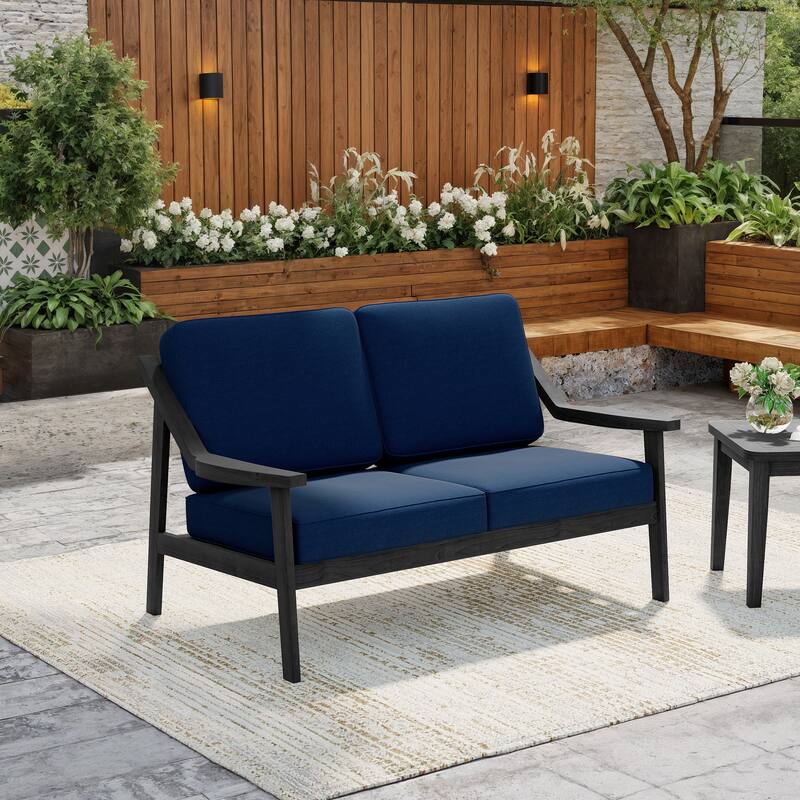 Solid Wood Outdoor Arm Chair Loveseat with Cushion