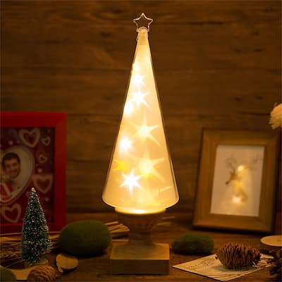 Christmas Tree Built-in LED Light with Star Pattern Christmas Ornament