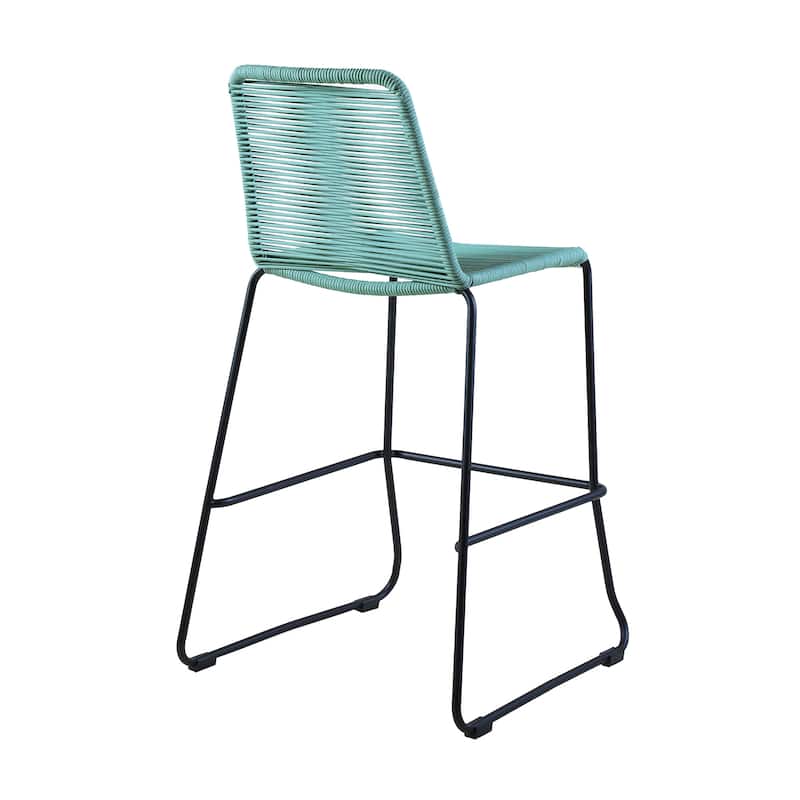 Shasta Black Metal and Rope Indoor Outdoor Patio Counter Height Chairs - Set of 2 - Counter Height