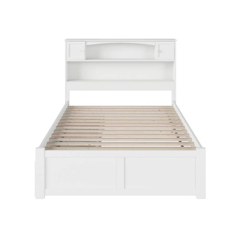Antique Platform Bed with Drawers - White Bed Frame, Storage Bed, Modern Bed, Space Saving Design