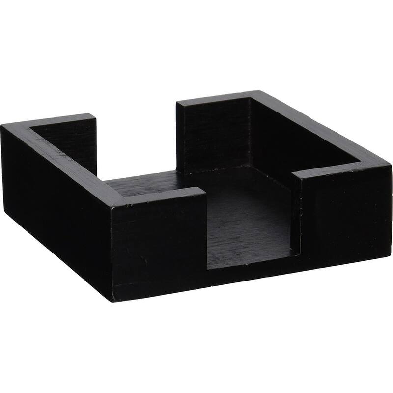Dark Walnut Wood Coaster Holder for Square Coasters 5.25" x 5.25" - Black