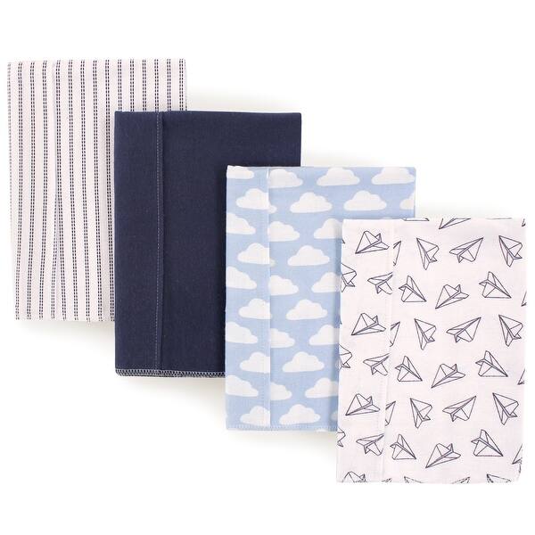 slide 1 of 1, Hudson Baby Infant Boy Cotton Flannel Burp Cloths 4pk, Paper Airplane, One Size - Paper Airplane - One Size One Size - Paper Airplane