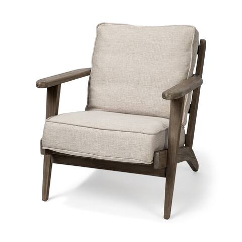 Olympus VI Beige Fabric Wrapped Wooden Frame Accent Chair - 28.0L x 31.0W x 32.0H