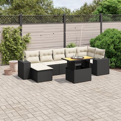 vidaXL Patio Sofa Set with Cushions Conversation Set Outdoor 8 Piece Poly Rattan