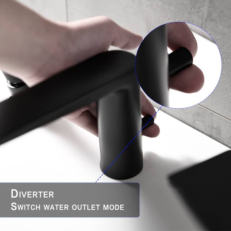 Single Handle Deck Mounted Roman Tub Faucet with Pull-Out Handheld Shower in Matte Black