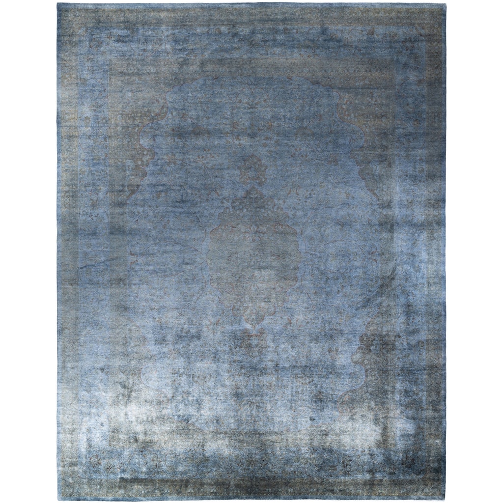 Overdyed One-of-a-Kind Hand-Knotted Area Rug - Gray - 12' 3" x 15' 8"