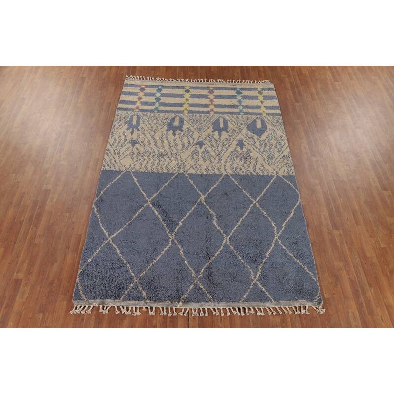 Trellis Plush Moroccan Oriental Area Rug Handmade Bedroom Wool Carpet - 6'11" x 10'4"