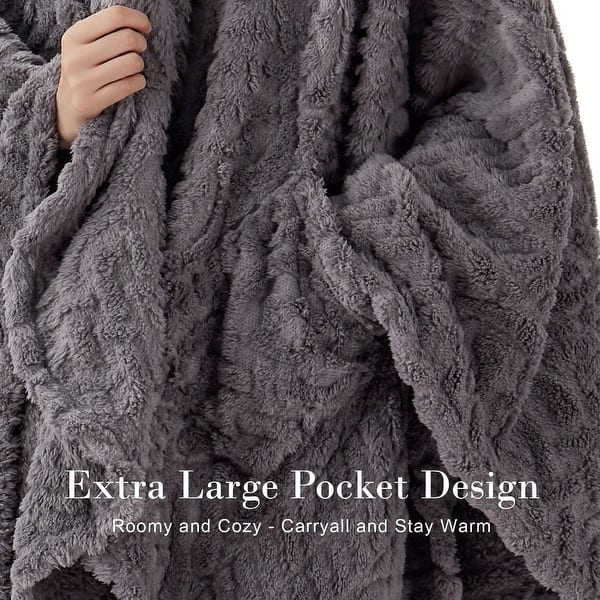 Century Star Women's Fuzzy Sherpa Hoodie - Cozy Oversized Pullover With Pockets, Brown, Medium
