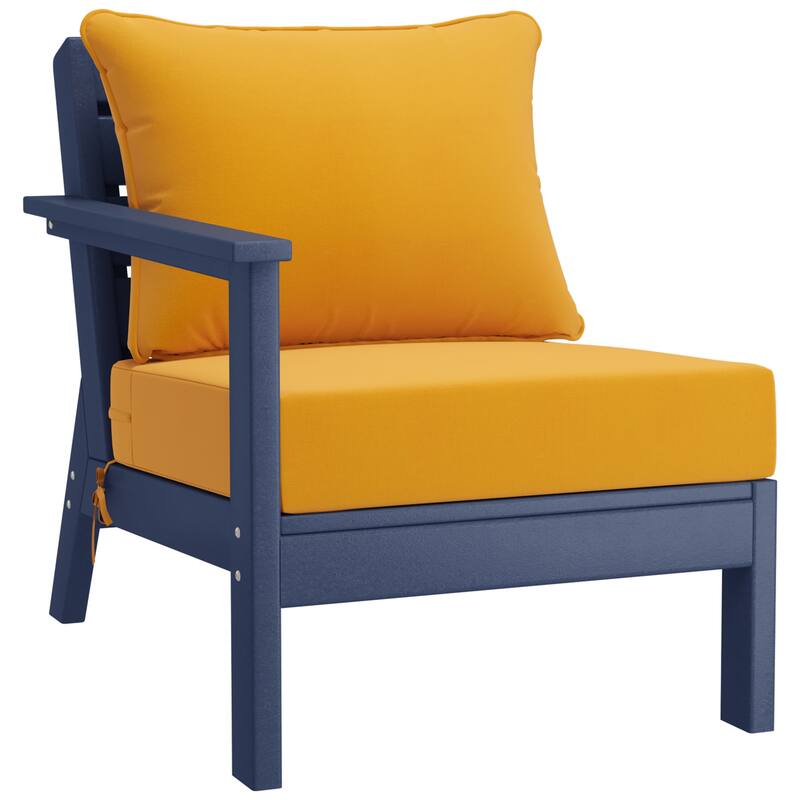 Birchwood All Weather HDPE Outdoor Patio Navy Blue Deep Seating Conversation Set (6-Piece Set)