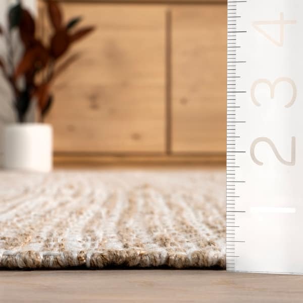 dimension image slide 1 of 2, Nuloom Catherine Solid Farmhouse Fringe Area Rug